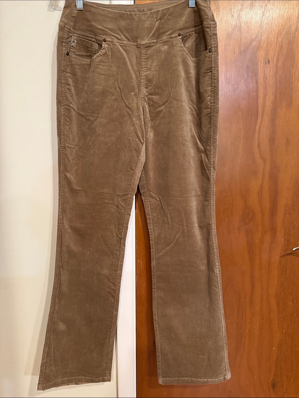 Belle by Kim Gravel Pull-on Corduroy Straight-Leg Pants - medium brown